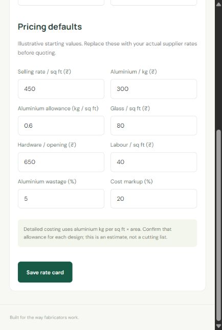 Real Rate Card Editor